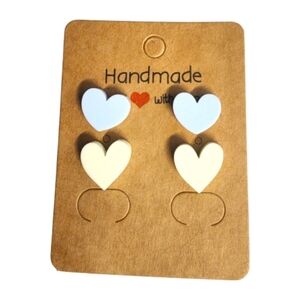 Skycream Twin Hearts Acrylic Stud Earrings - 2 Pair
